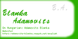 blanka adamovits business card